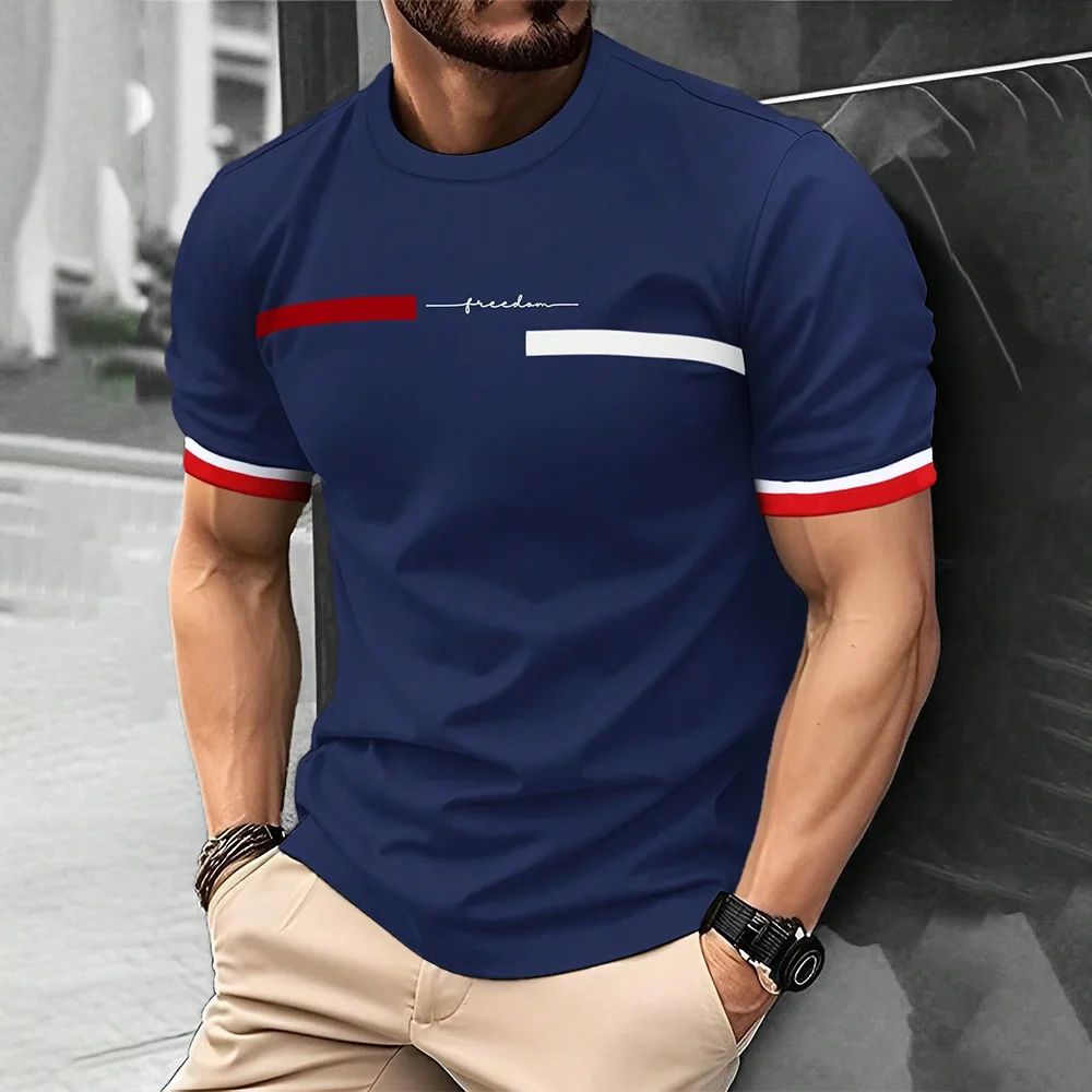 Men's Freedom Letter Printed Round-Neck T-Shirt