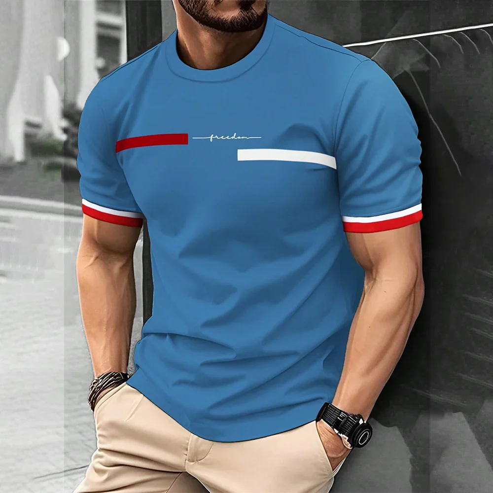 Men's Freedom Letter Printed Round-Neck T-Shirt