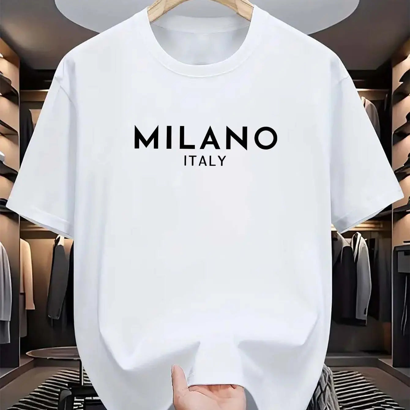 MILANO ITALY letter printed short sleeved T-shirt