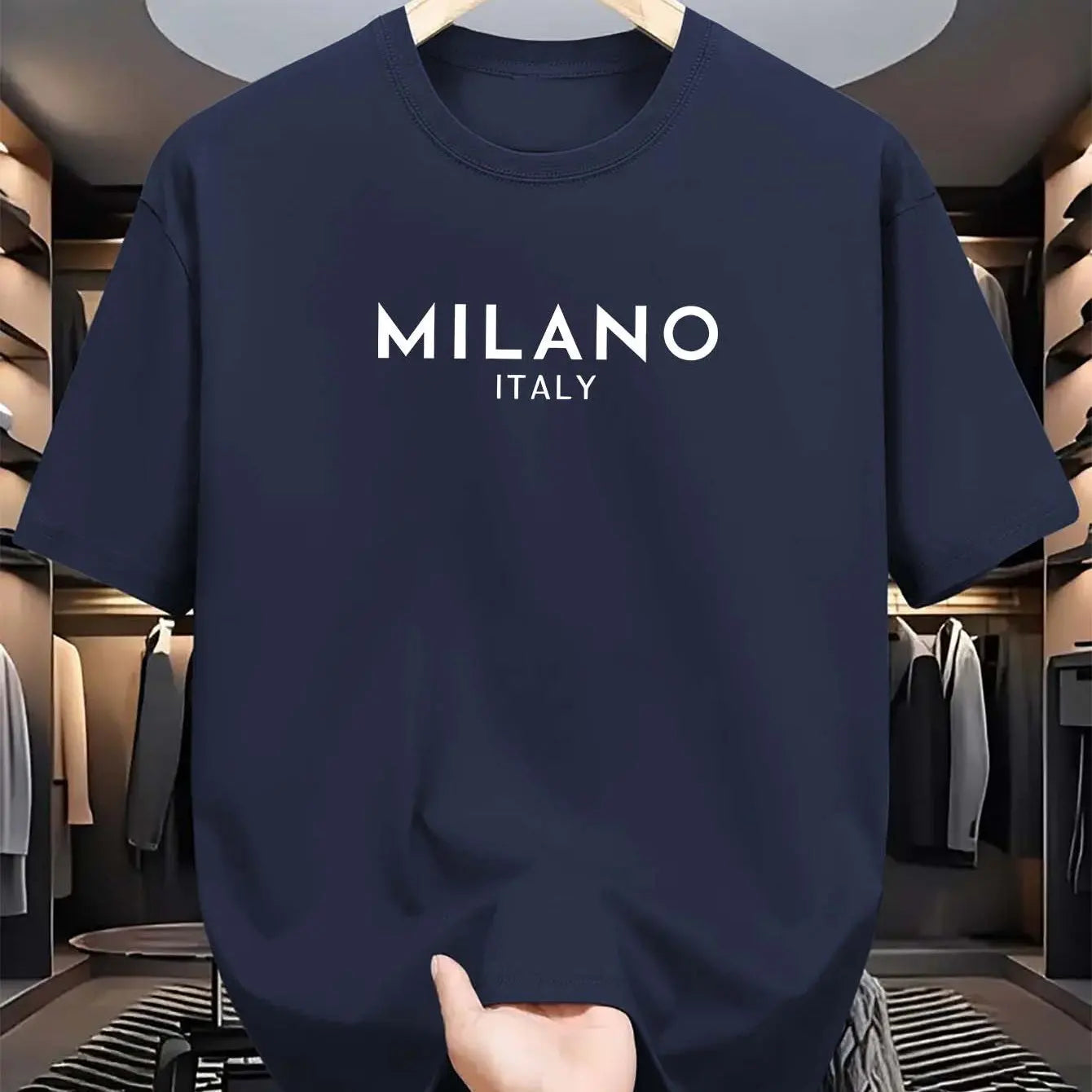 MILANO ITALY letter printed short sleeved T-shirt