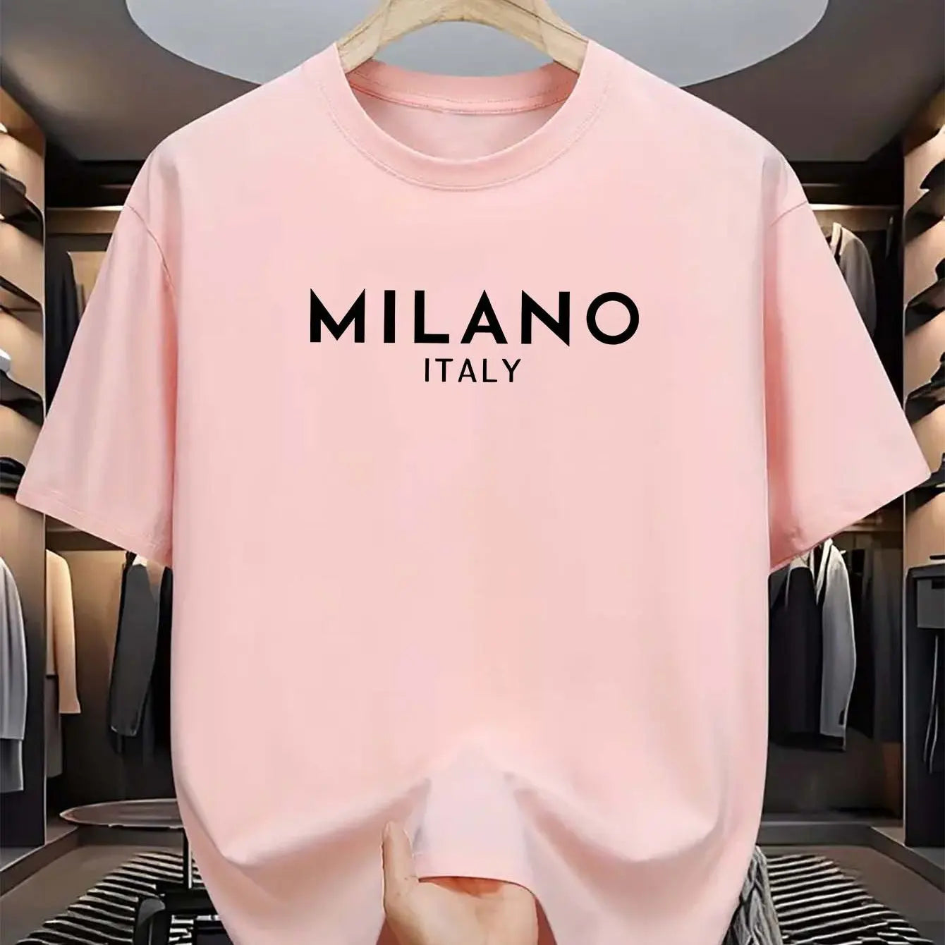 MILANO ITALY letter printed short sleeved T-shirt