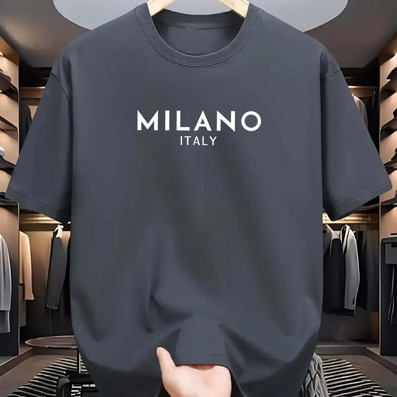 MILANO ITALY letter printed short sleeved T-shirt