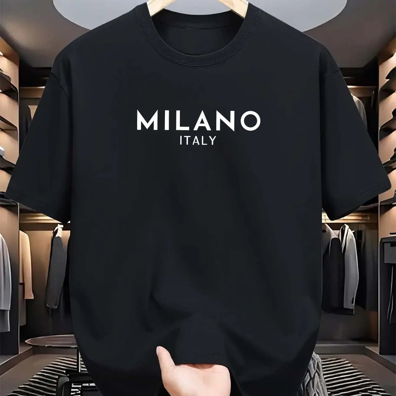 MILANO ITALY letter printed short sleeved T-shirt