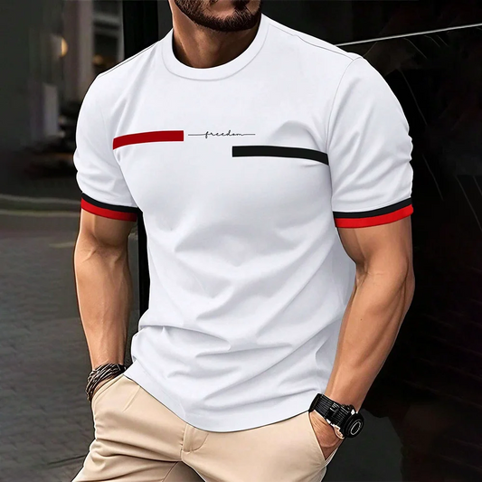 Men's Freedom Letter Printed Round-Neck T-Shirt